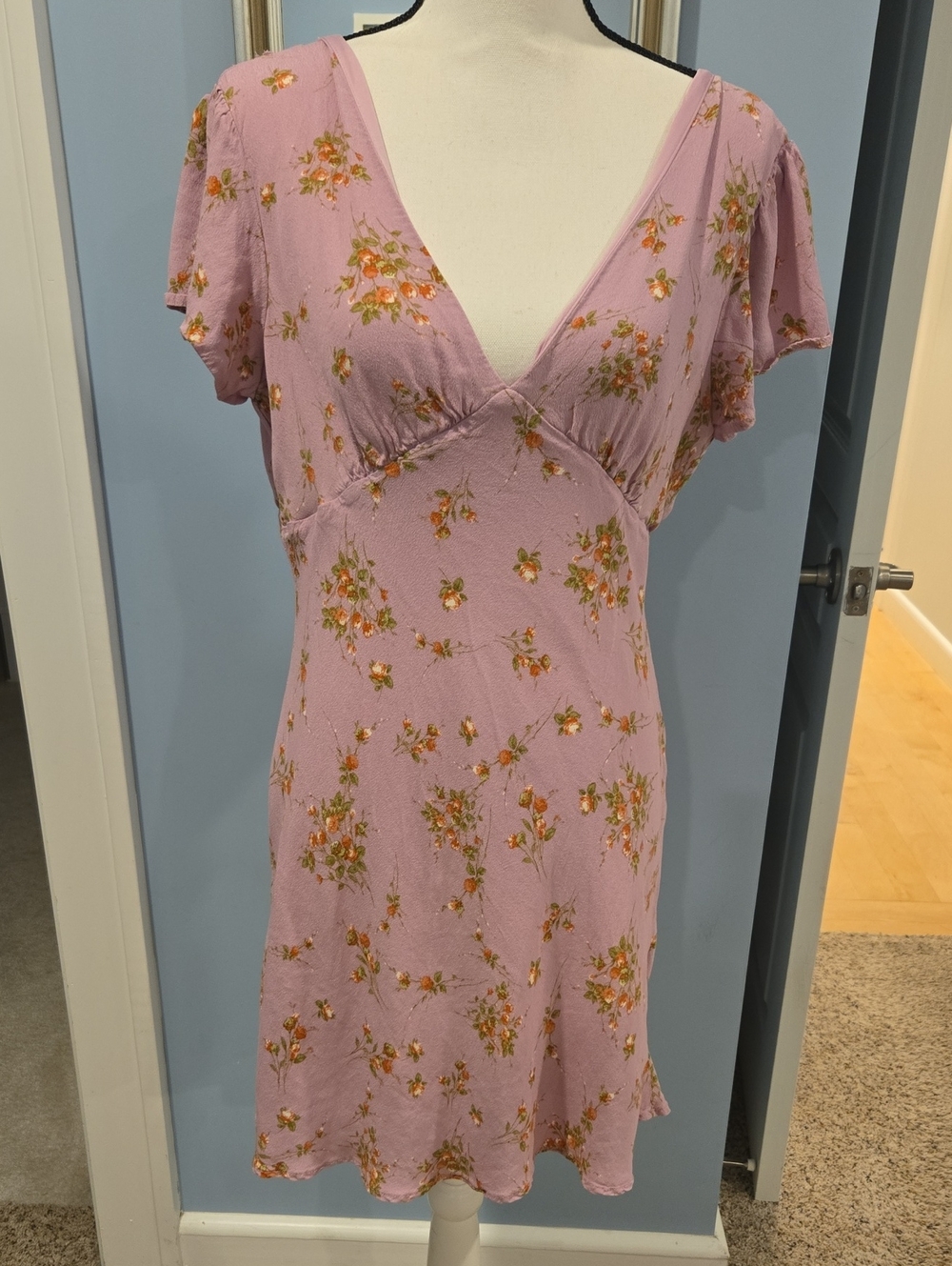 wild fable Lilac Floral Lined V Neck Summer Short Slip Dress L